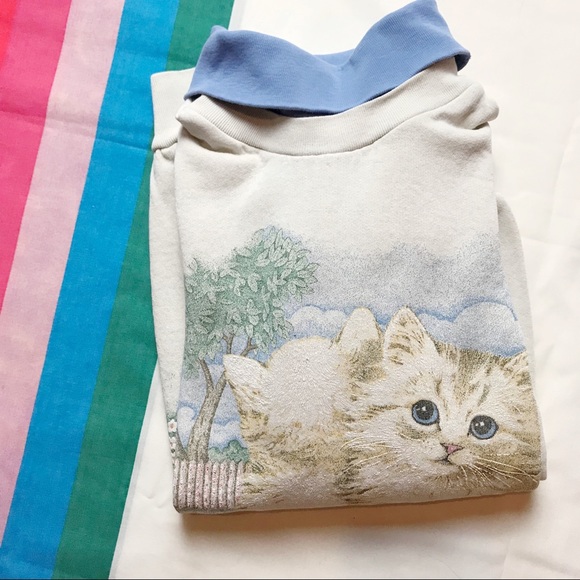 Women’s Small Turtleneck Cat Sweater Long Sleeve - Picture 4 of 4